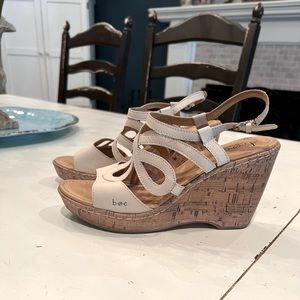 Born Leather Cork Wedge Sandals